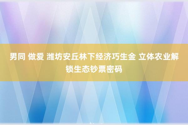男同 做爱 潍坊安丘林下经济巧生金 立体农业解锁生态钞票密码
