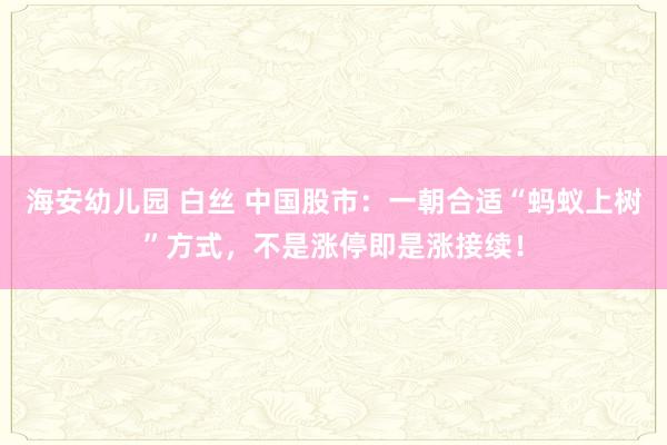 海安幼儿园 白丝 中国股市：一朝合适“蚂蚁上树”方式，不是涨停即是涨接续！