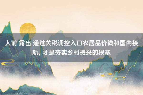 人前 露出 通过关税调控入口农居品价钱和国内接轨, 才是夯实乡村振兴的根基