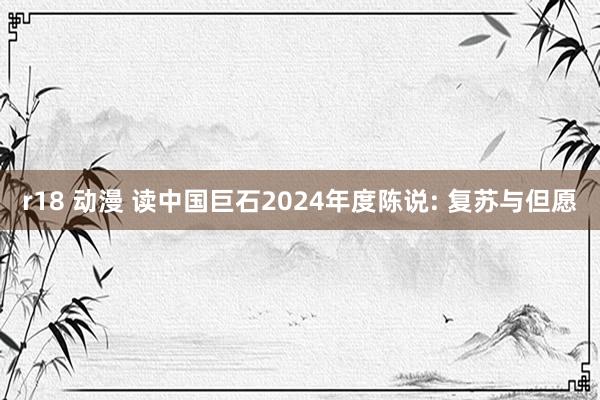 r18 动漫 读中国巨石2024年度陈说: 复苏与但愿