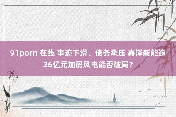 91porn 在线 事迹下滑、债务承压 嘉泽新能逾26亿元加码风电能否破局？