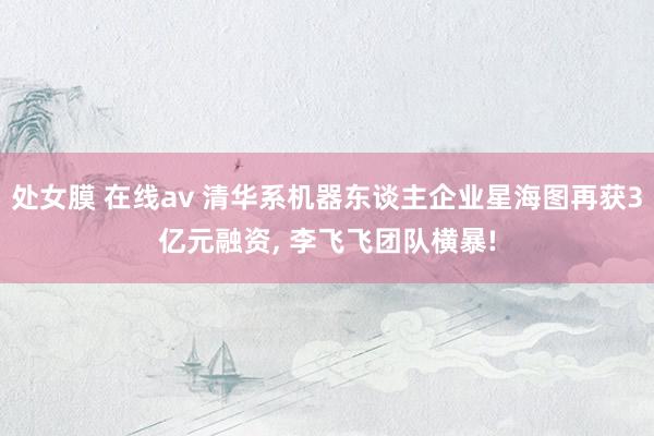 处女膜 在线av 清华系机器东谈主企业星海图再获3亿元融资, 李飞飞团队横暴!